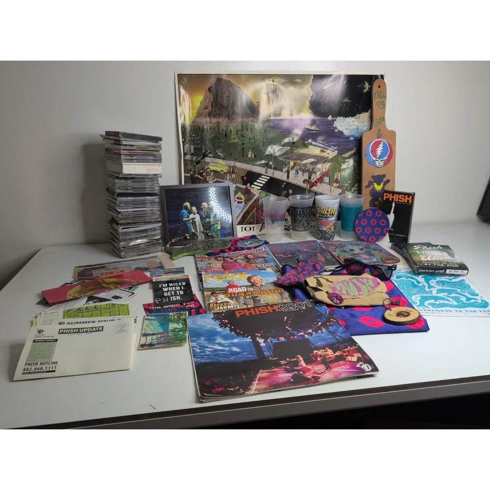 Huge Rare Phish Lot Memorabilia Poster CDs Cups DVD Calendar Bag Sunglasses More - Picture 1 of 16